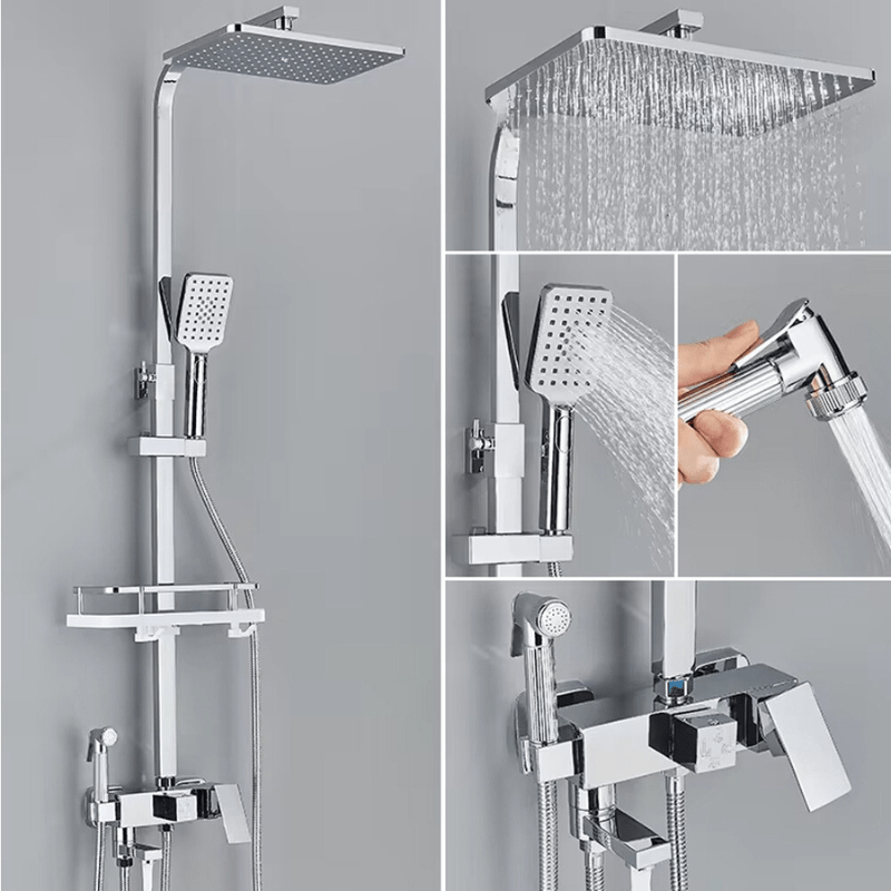 RainFlow Luxe Regendusche Set – verstellbare Messing-Duscharmatur mit 4 Funktionen