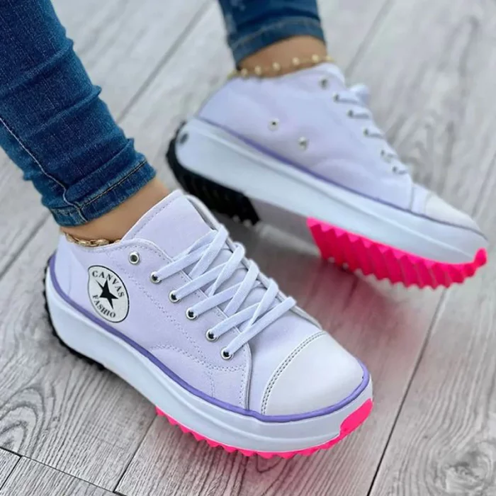 Drune Sneaker Damen dicke Sohle Schnürung