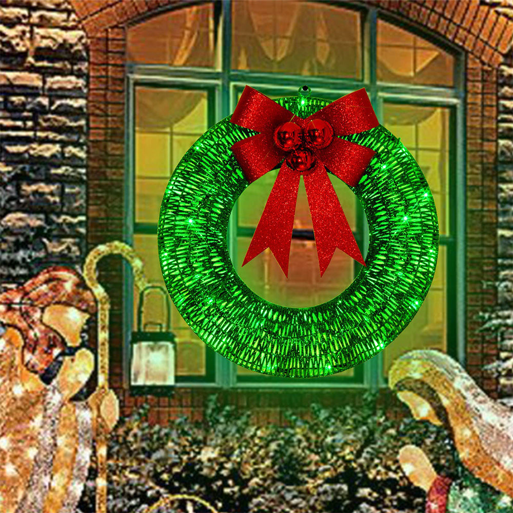 Beleuchteter Weihnachtskranz Luxus Gold-Grün 50cm – Handgefertigter Türkranz mit LED