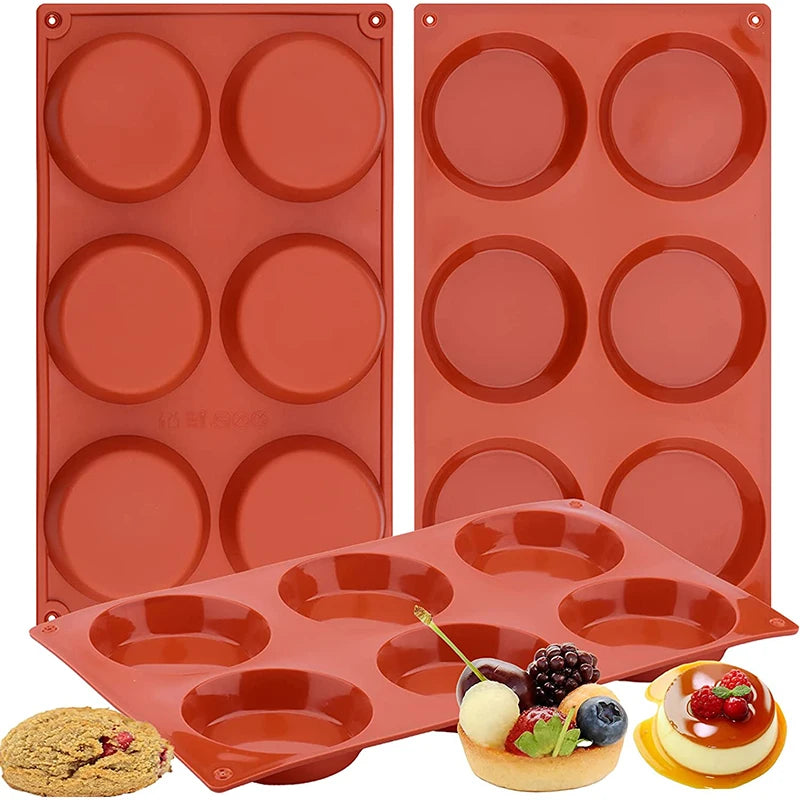 Flexibles Silikonbackform mit 6 Vertiefungen – Runde Antihafteform zum Backen