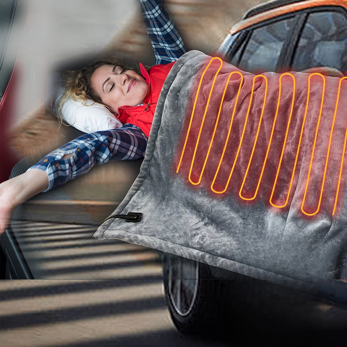12V Elektrische Autodecken aus Flanell mit Überhitzungsschutz – Heizdecke für Auto und Camper