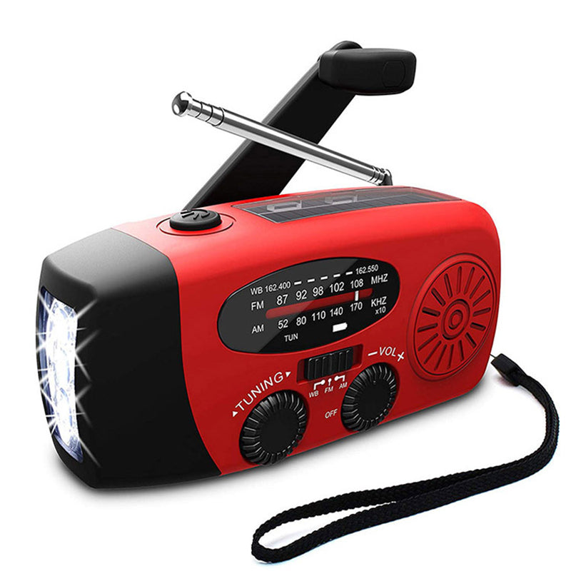 Selbstbetriebsfähiges Notradio – Handkurbel, Solar, Taschenlampe & Powerbank – FM/AM Radio, Unentbehrlich für Katastrophen und Notfälle