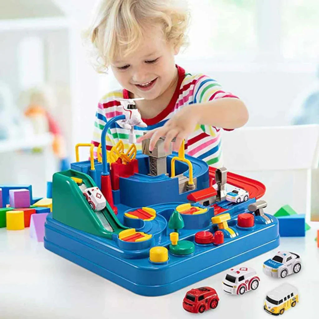 RescueTrack Abenteuer-Set – Pädagogisches Spielzeug für Rettungsfahrzeuge für Kleinkinder