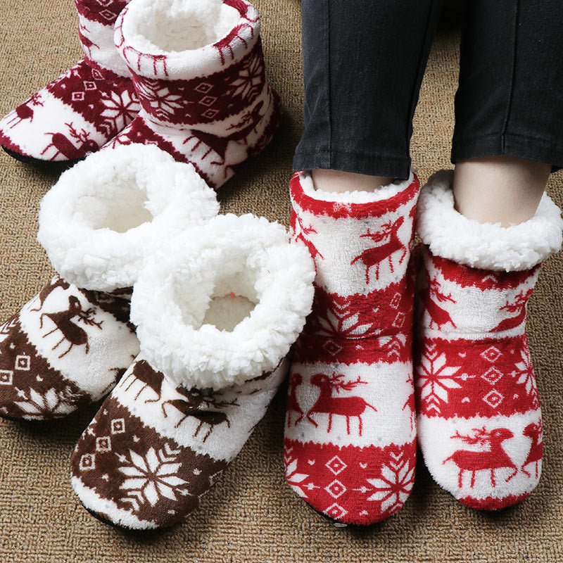 Warme Weihnachts-Hausschuhe aus Korallenfleece