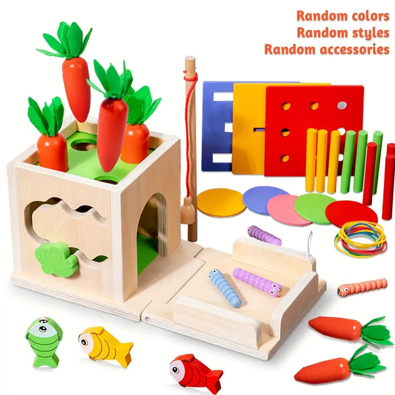 8-in-1 Holz Montessori Spielbox – Pädagogisches Spielzeug für Babys