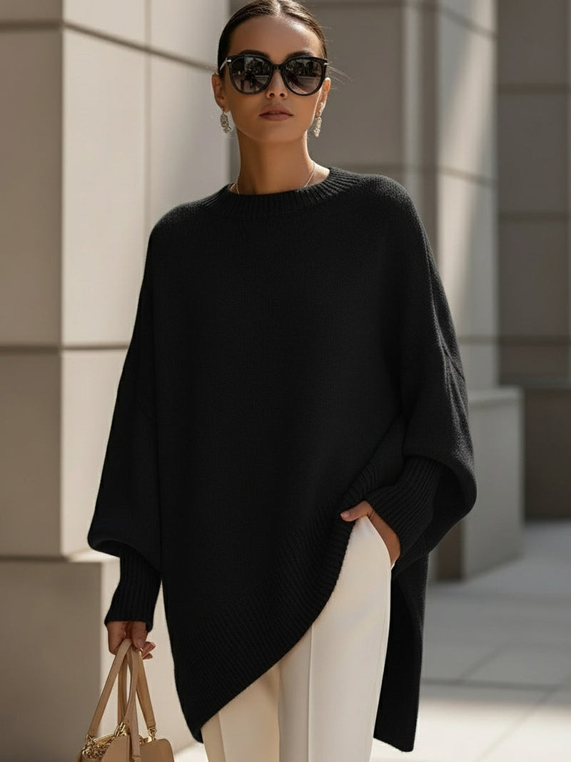 Kimia - Übergroß Gestrickt Rundhalsausschnitt Pullover