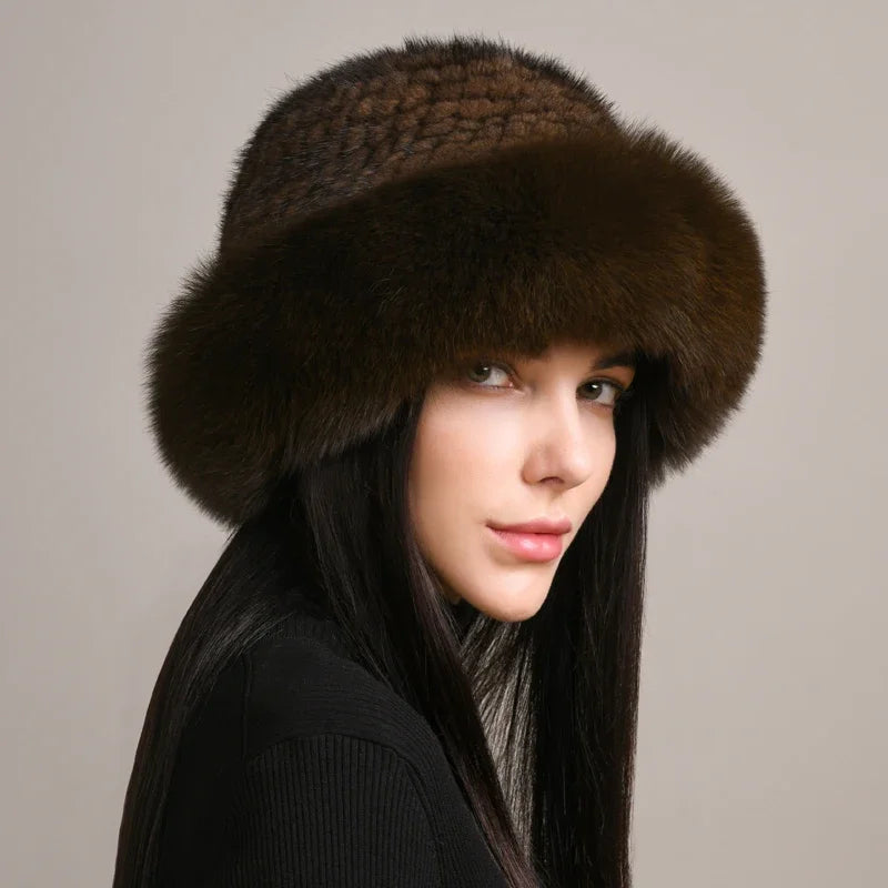 Novaine Nerzfellmütze für klassischen Winterkomfort und Stil
