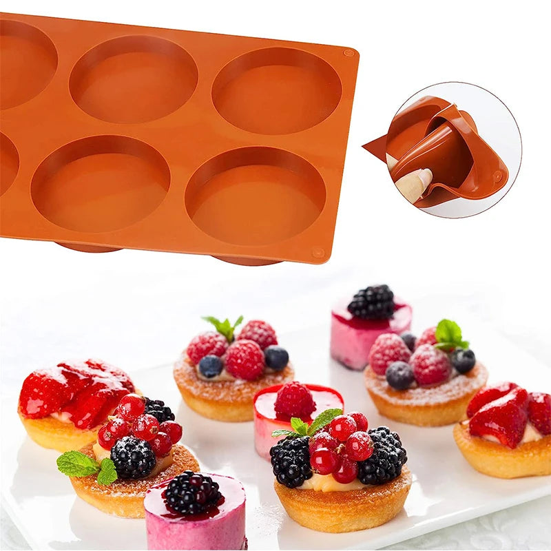 Flexibles Silikonbackform mit 6 Vertiefungen – Runde Antihafteform zum Backen