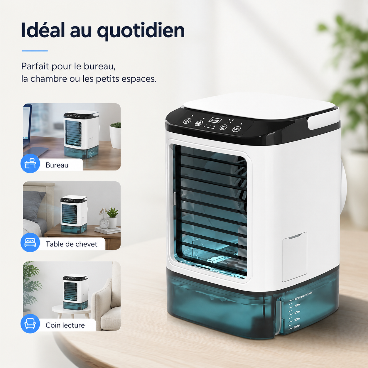 Tragbare Mini-Klimaanlage Wassergekühlt – USB-betrieben mit großem Reservoir