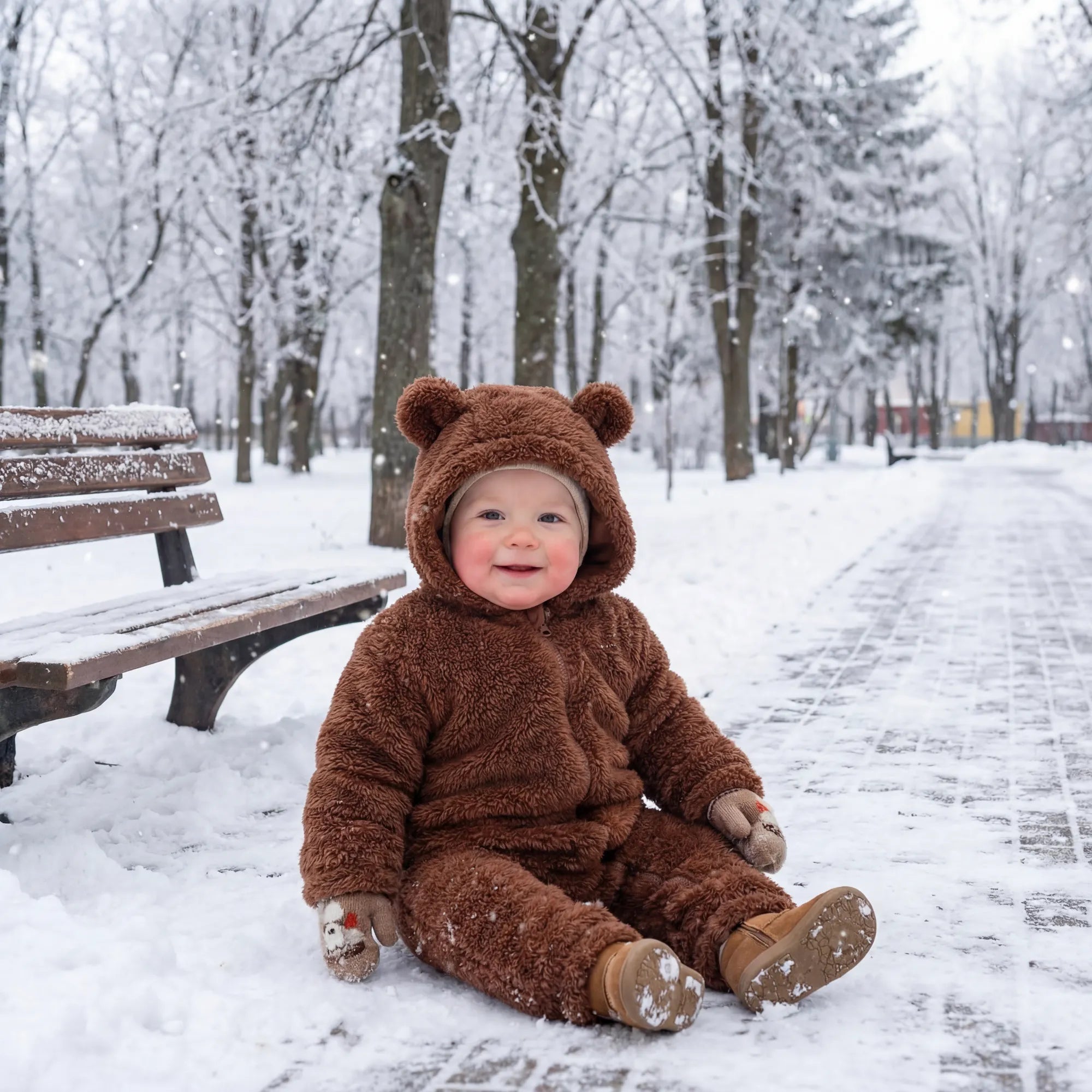 BabyBear | Plüsch Bär Winter Baby Overall Weiche Cozy Outfit