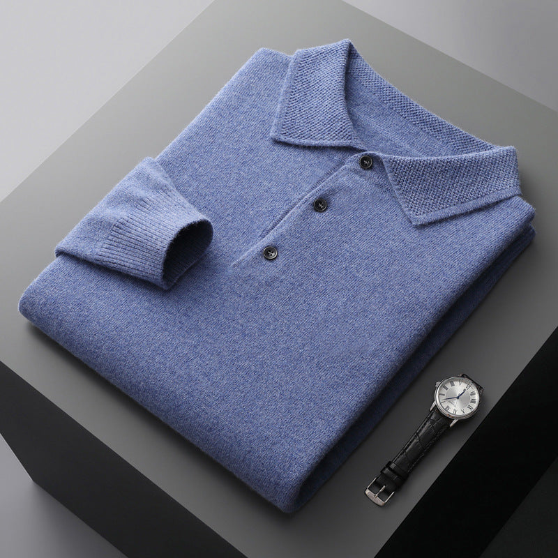 NordicLuxe Cashmere Merino Wolle Polohemd, Stockholm Stil