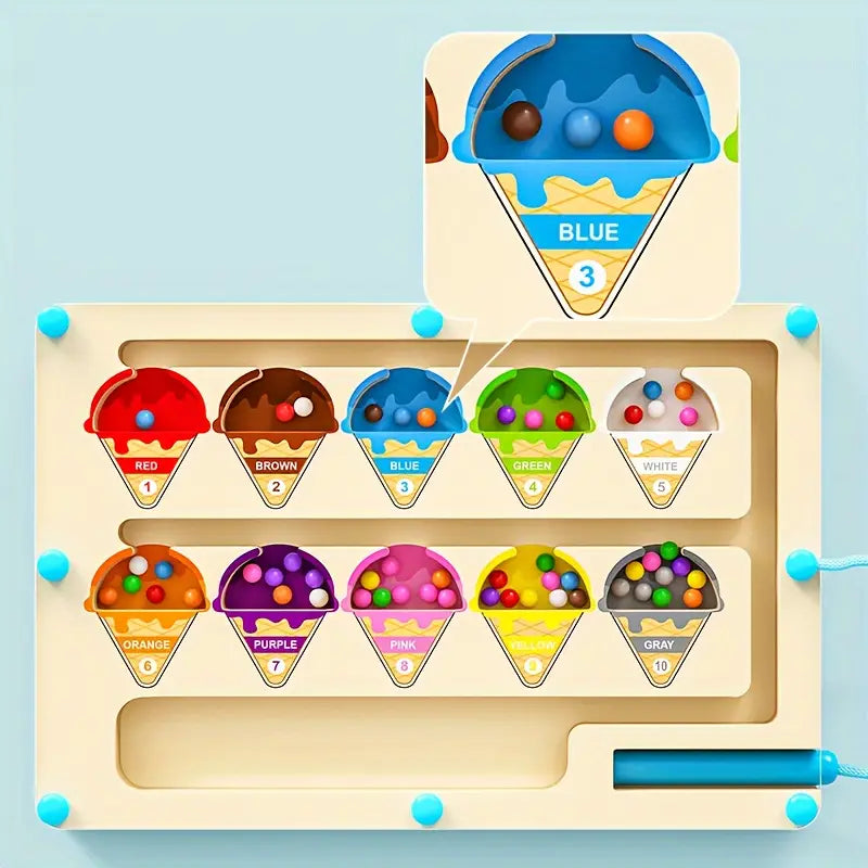 Magnetisches Eis Labyrinth Puzzle - Buntes Lernspielzeug für Kinder ab 3 Jahren