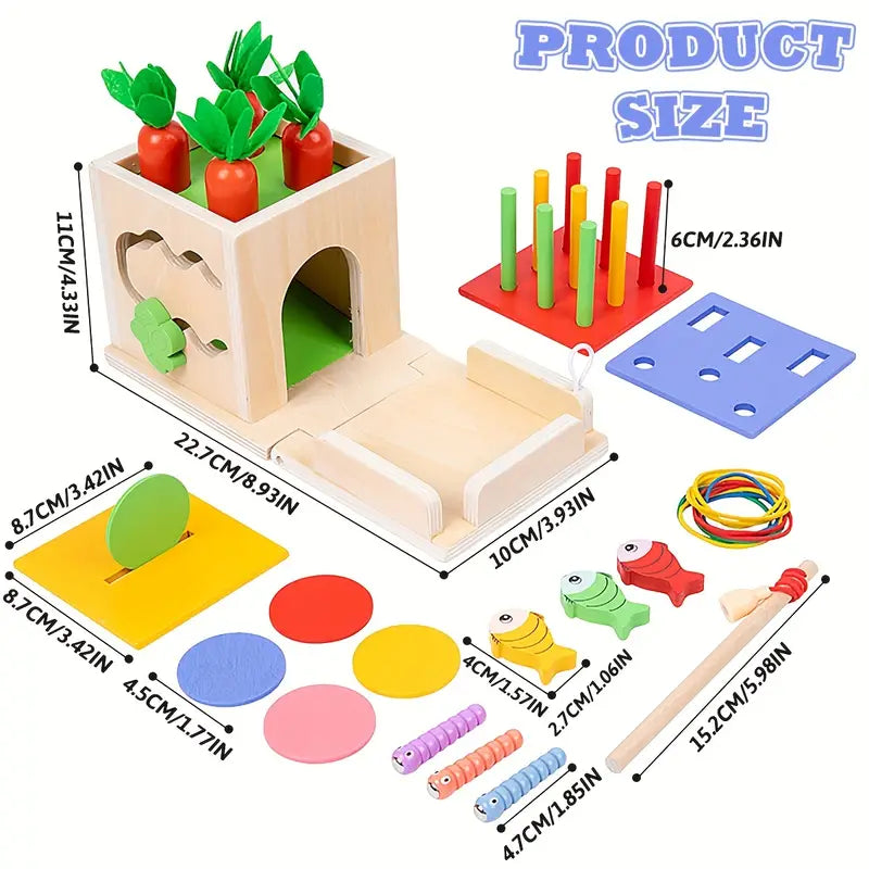 8-in-1 Holz Montessori Spielbox – Pädagogisches Spielzeug für Babys