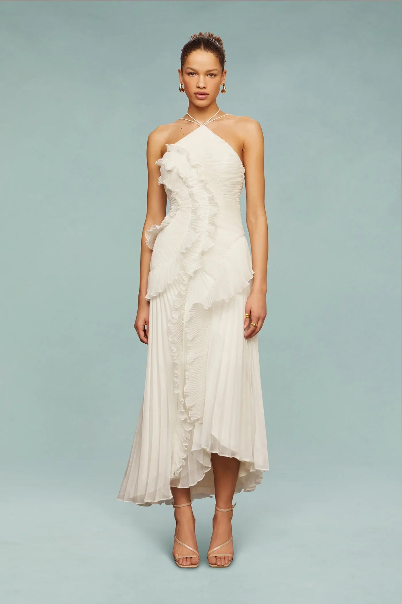 LuxeFlare Maxikleid mit Rüschen | Elegantes, fließendes Kleid für einen lässigen Look