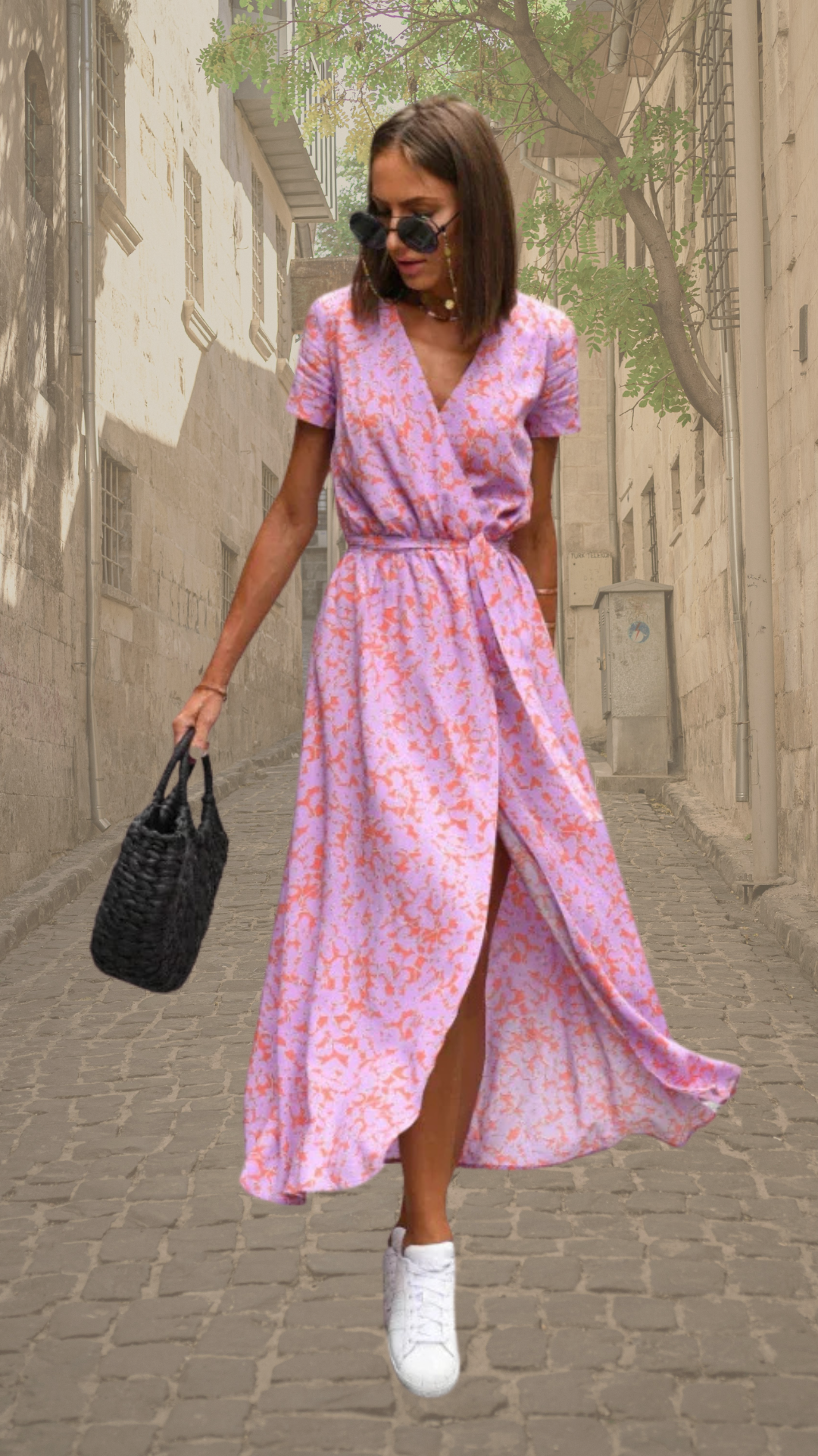 Aubrey | Aussagekräftiges Floral Wickel-Maxi-Kleid