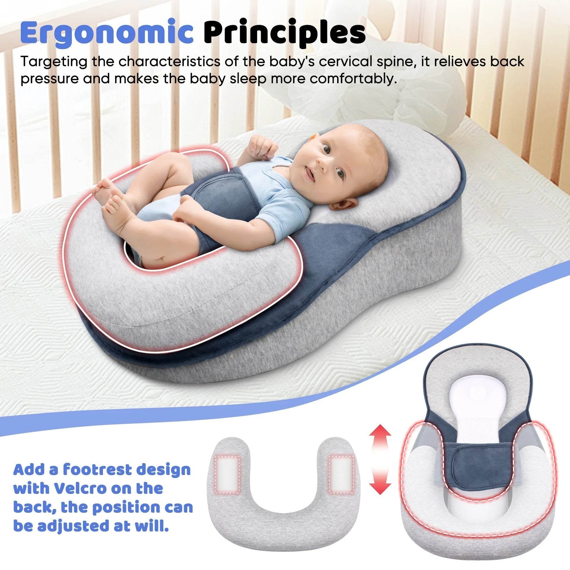 Anti-Reflux Erhöhter Baby-Lounger für Neugeborene und Säuglinge