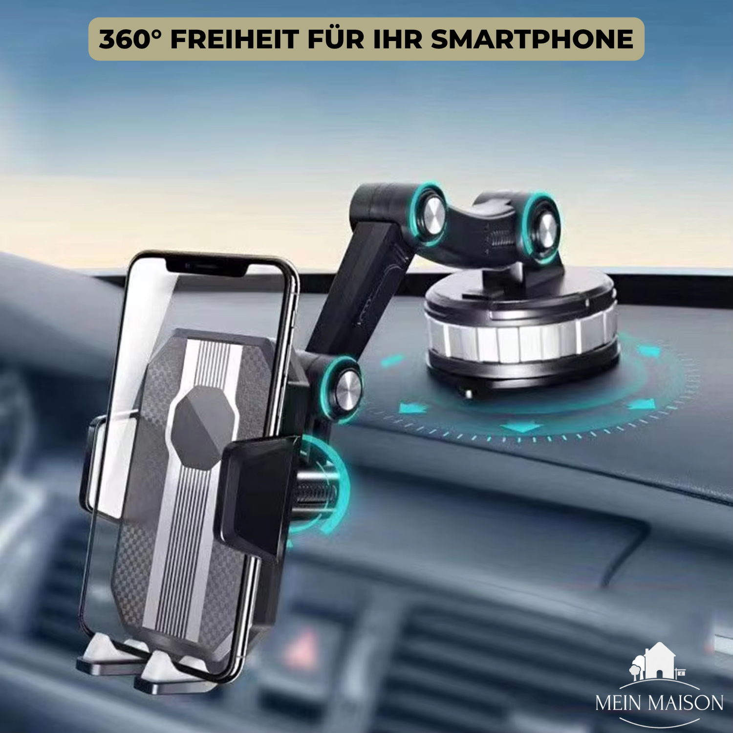 Auto GripTech Handyhalter mit Starker Saugnapf und 360° Rotation