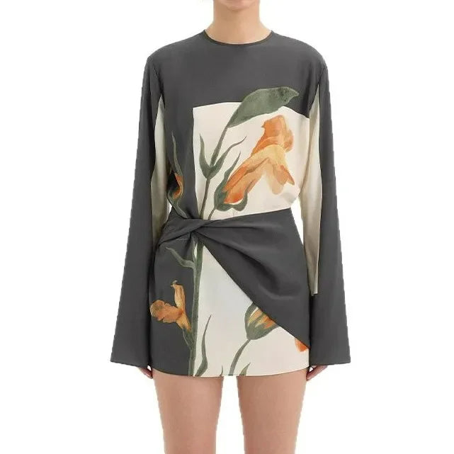 FloraTwist Mini-Cocktailkleid | Elegantes Blumenmuster für stilvolle Anlässe