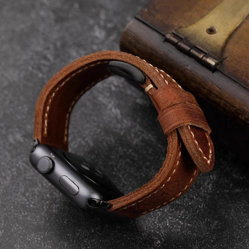 Handgefertigtes Vintage Leder-Apple-Watch-Band