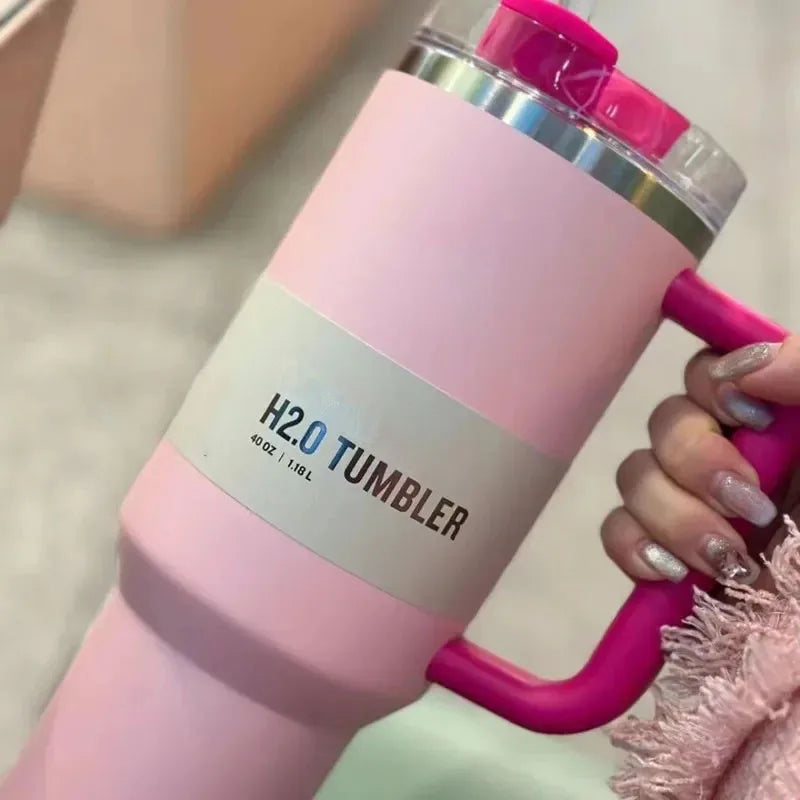 Isolierte Edelstahl-Reisebecher 40oz Mit Griff Lebenslange Deckel Und Strohhalm