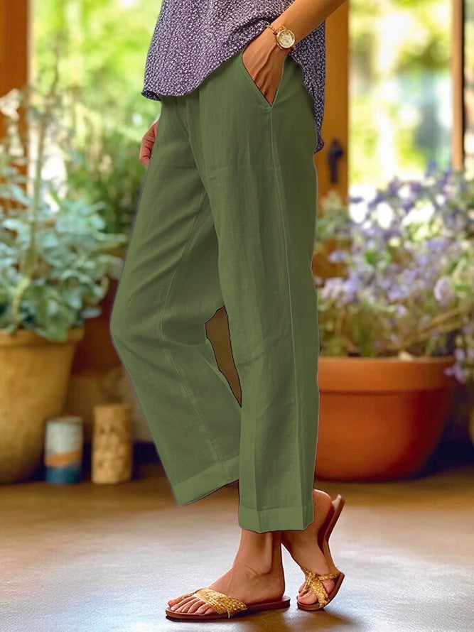 Luftige Leinenhose für Frauen mit Hoher Taille und Taschen