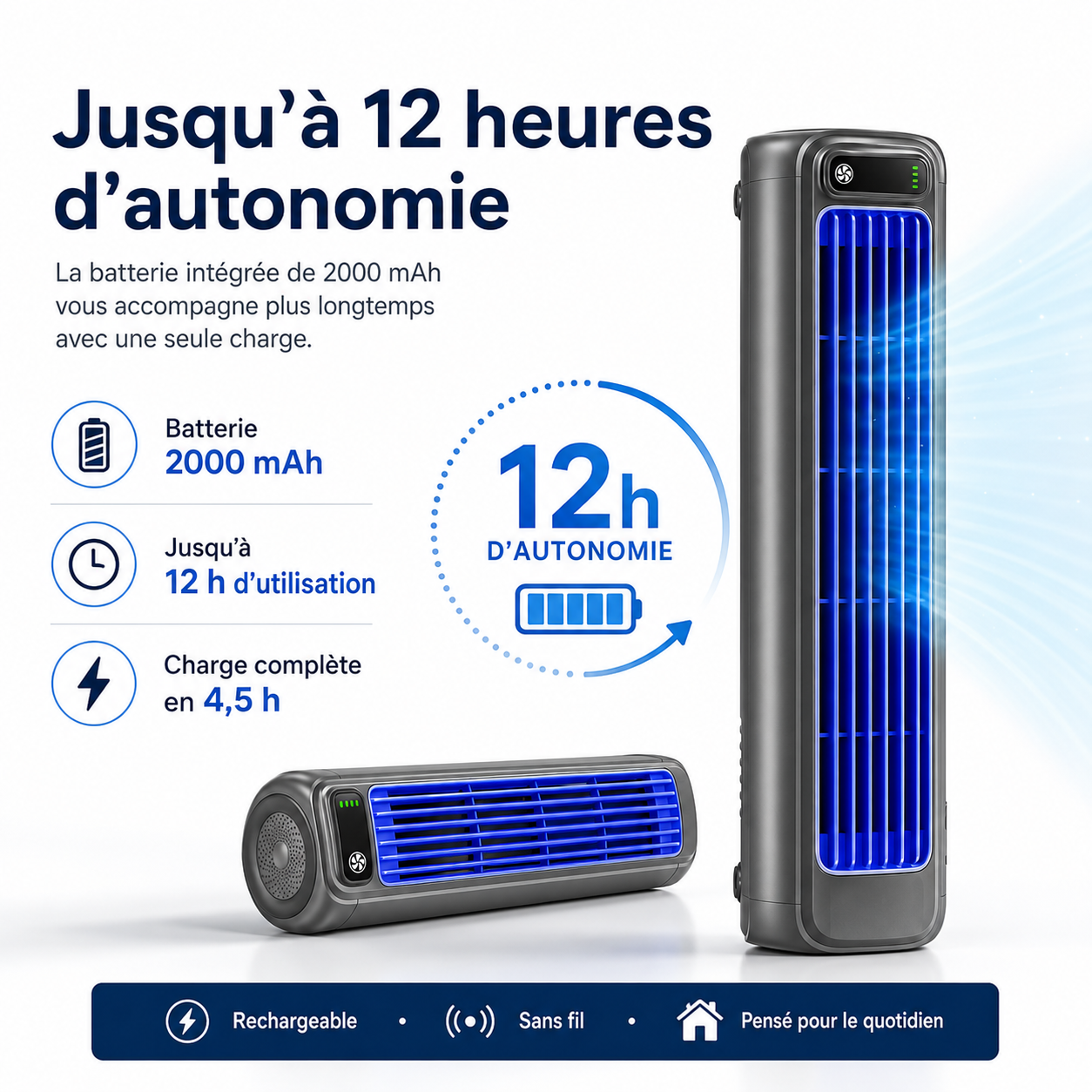 AirWave – Tragbare wiederaufladbare Klimaanlage mit 12 Stunden Akkulaufzeit
