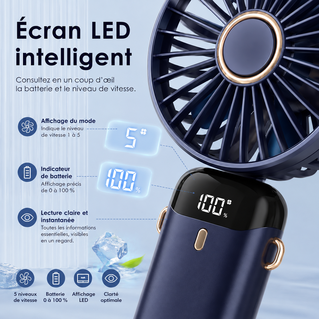 Wiederaufladbarer tragbarer Ventilator 5000mAh