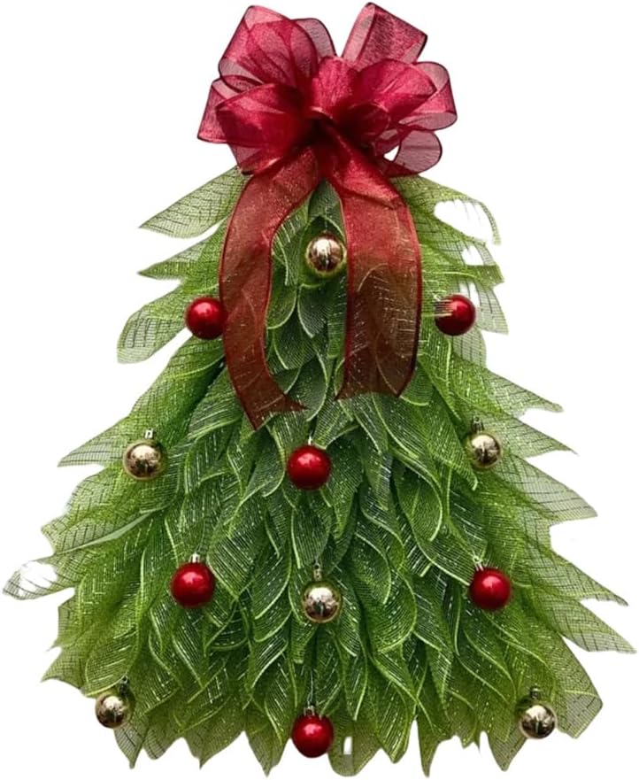 Weihnachtskranz | Umgekehrter Baum & LED-Timer | 53 x 48 cm