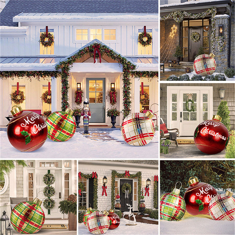 Aufblasbare Weihnachtskugel Außen Deko 60cm – Wetterbeständige PVC Weihnachtsdekoration