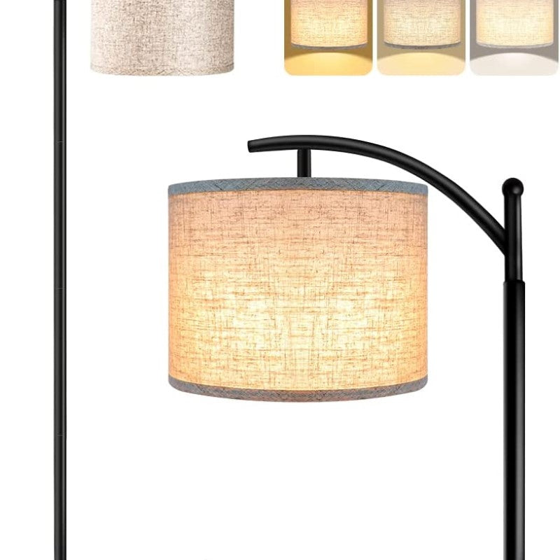 Industrielle LED Stehlampe mit 3 Lichtfarben – Hohe Leselampe mit weißem Lampenschirm