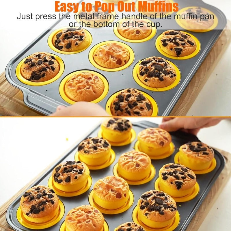 Silikon-Muffinform mit Robuster Metallrahmen – Flexible Backform für Muffins und Cupcakes