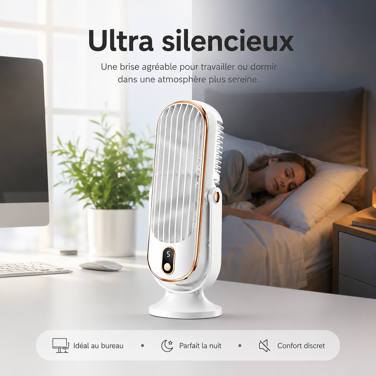 AeroLux Elite Kühlventilator | Dualmotor, 720° Rotation, USB wiederaufladbar & ultra-leise für ultimativen Komfort überall