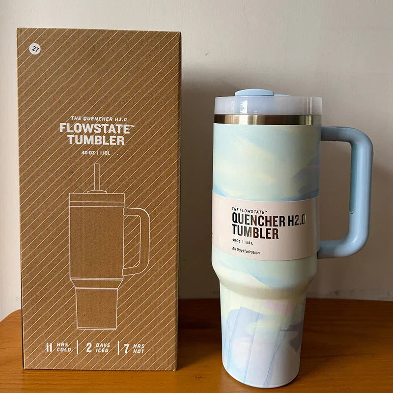 Isolierte Edelstahl-Reisebecher 40oz Mit Griff Lebenslange Deckel Und Strohhalm