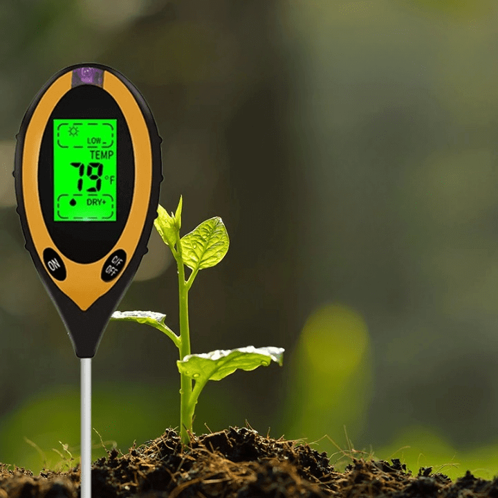 4-in-1 Bodenanalysator: pH, Feuchtigkeit, Temperatur, Licht