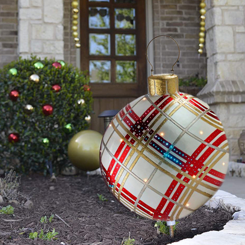 Aufblasbare Weihnachtskugel Außen Deko 60cm – Wetterbeständige PVC Weihnachtsdekoration