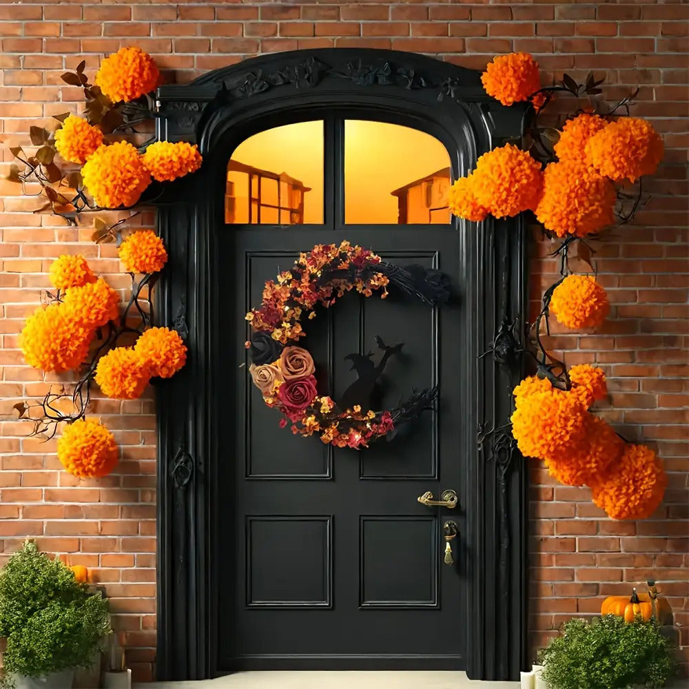 Halloween Rustikale Hexen Blumenkranz | Halbmond Türdekoration