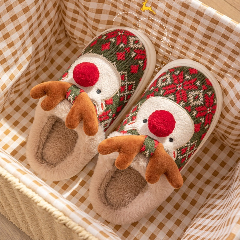 Weihnachtliche Hausschuhe mit Besticktem Stoff
