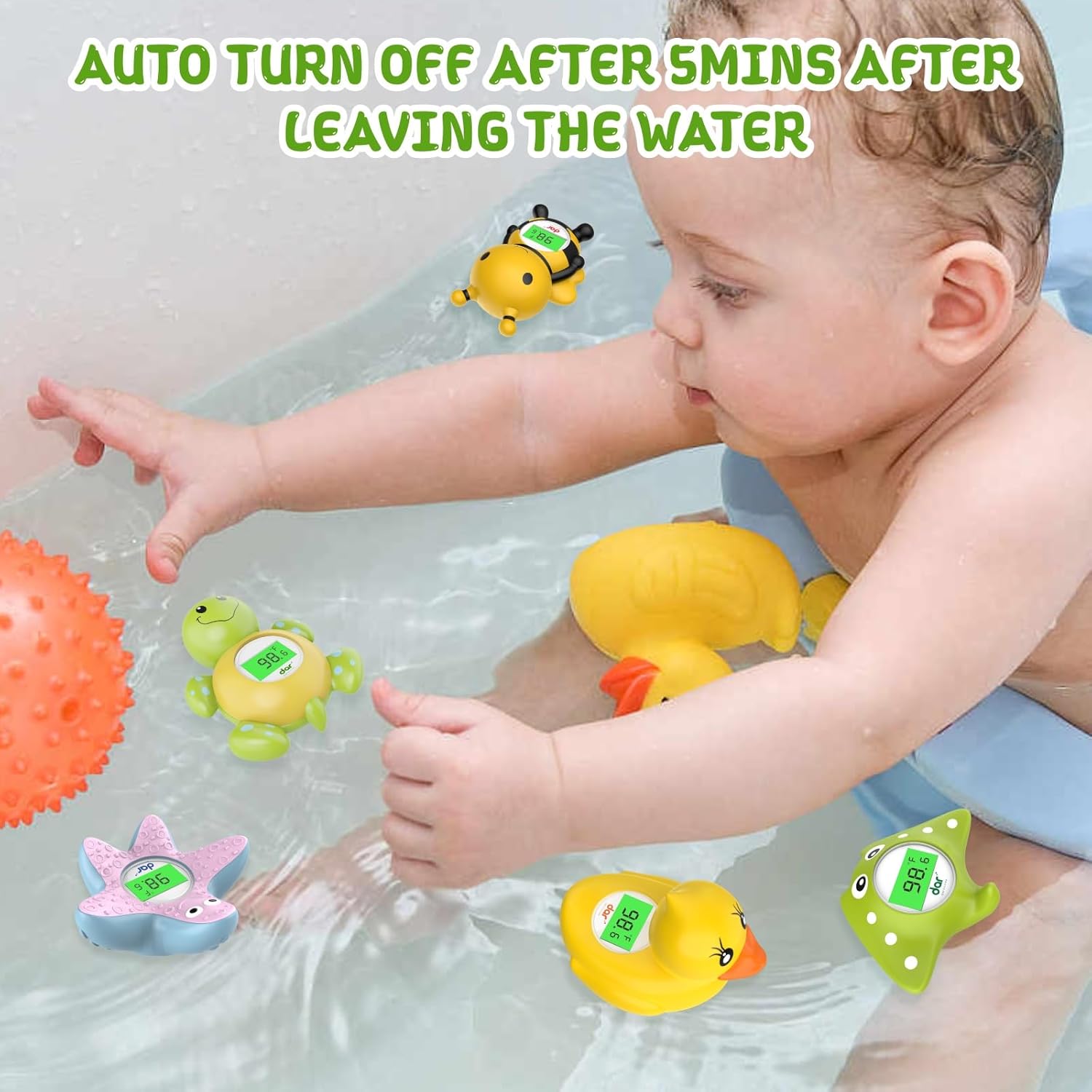 AquaVeilig Baby Badthermometer – Digitales Display mit 3 Farben und Temperaturwarnung