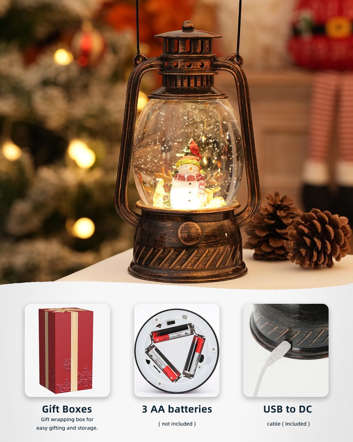 Herbstglanz Dekorative Lampe mit Kürbissen – Warmes LED-Licht und 6-Stunden Timer