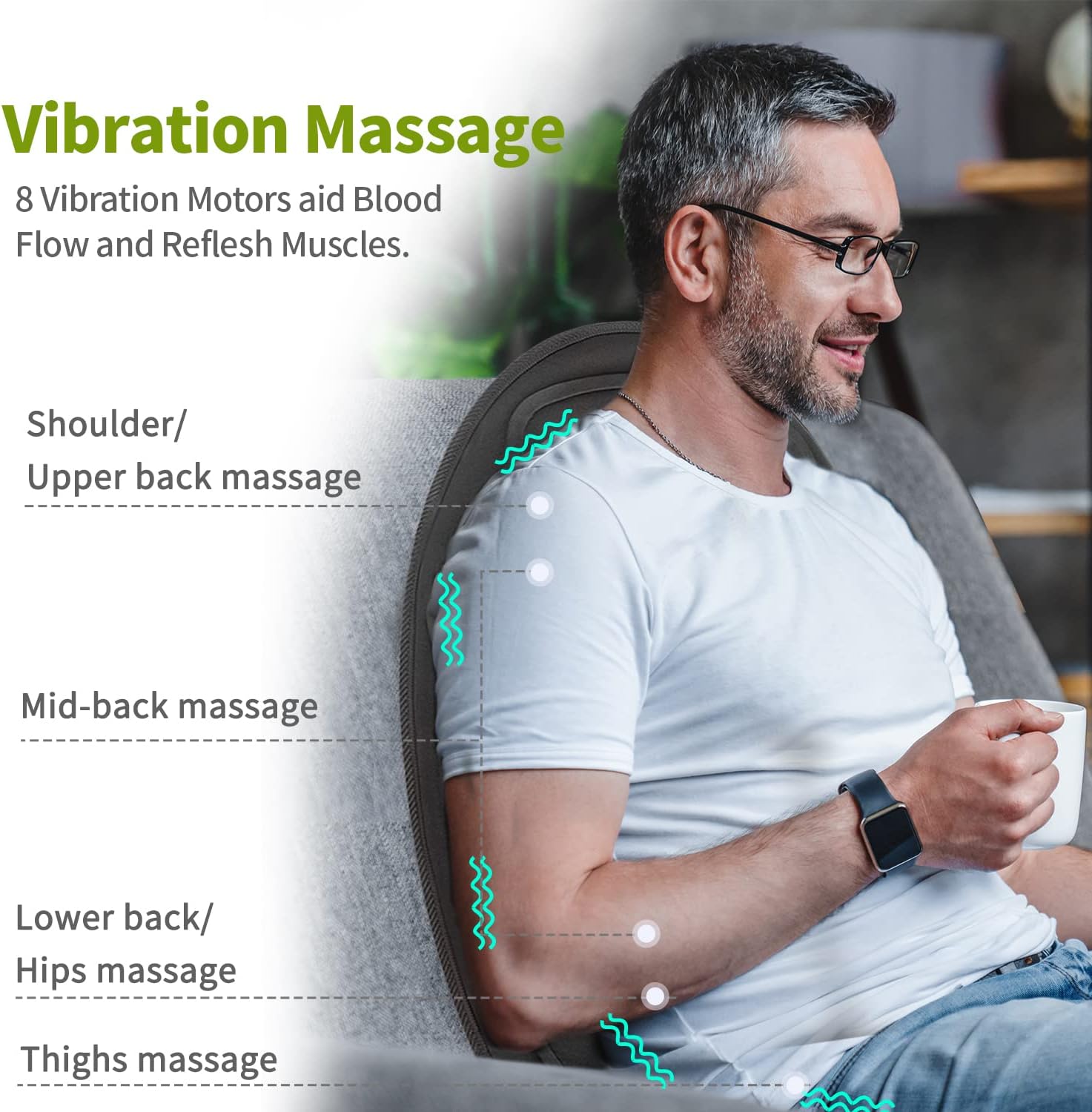Beheiztes Autositzkissen mit Massage - Entspannungskissen für Rücken und Oberschenkel