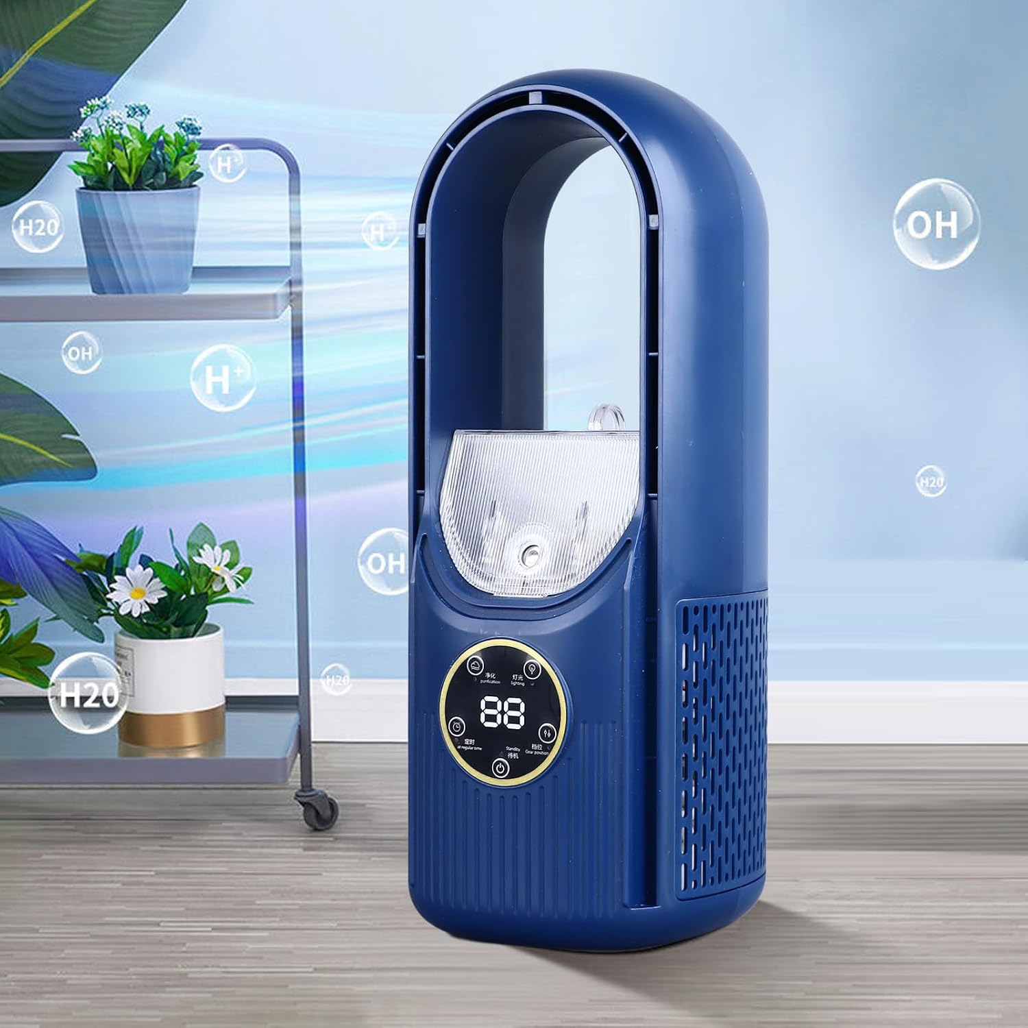 Tragbarer bladeless Nebelventilator mit 6 Geschwindigkeiten und USB wiederaufladbarem Akku