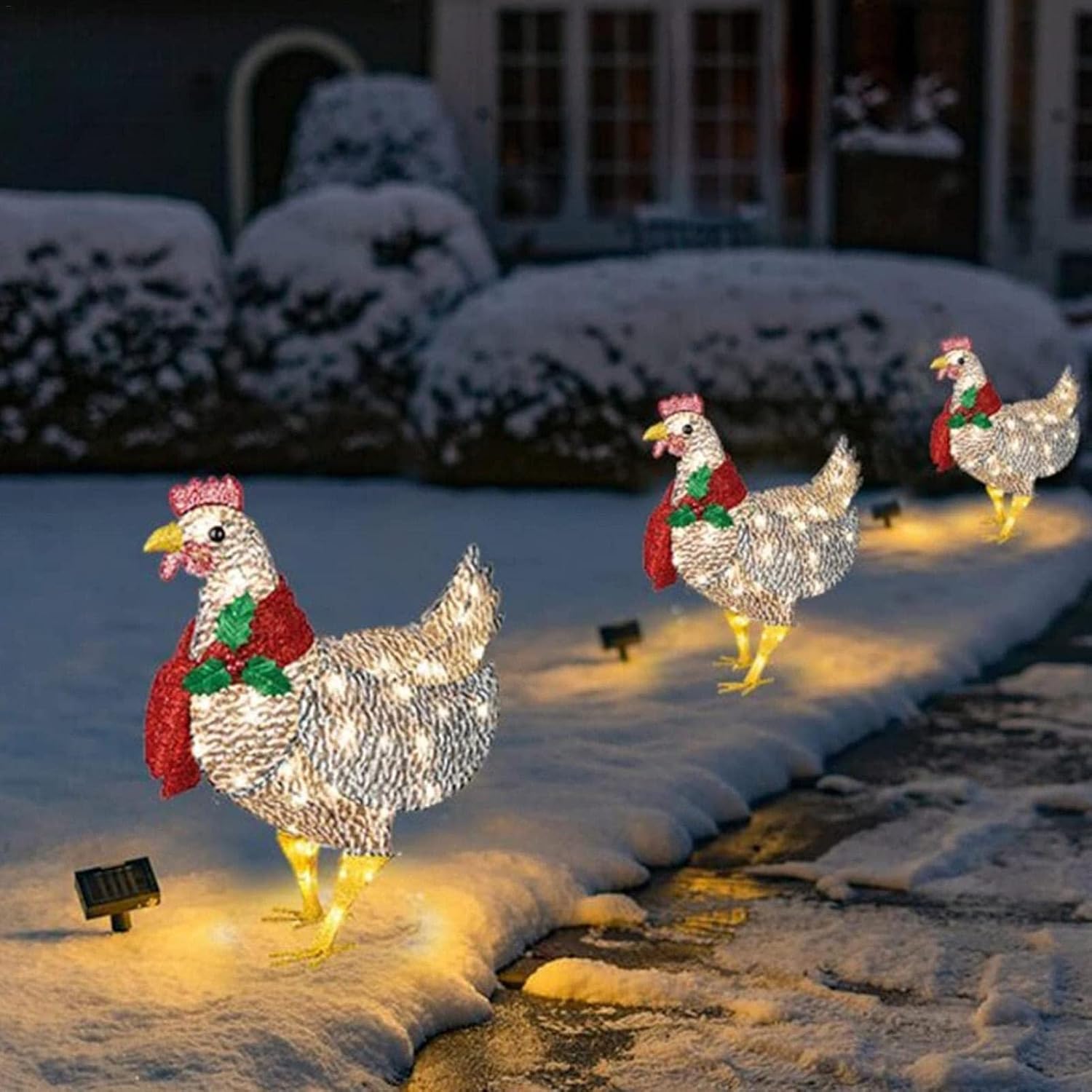 WinterHen LED Huhn mit Schal – Leuchtende Weihnachtsdekoration für drinnen und draußen