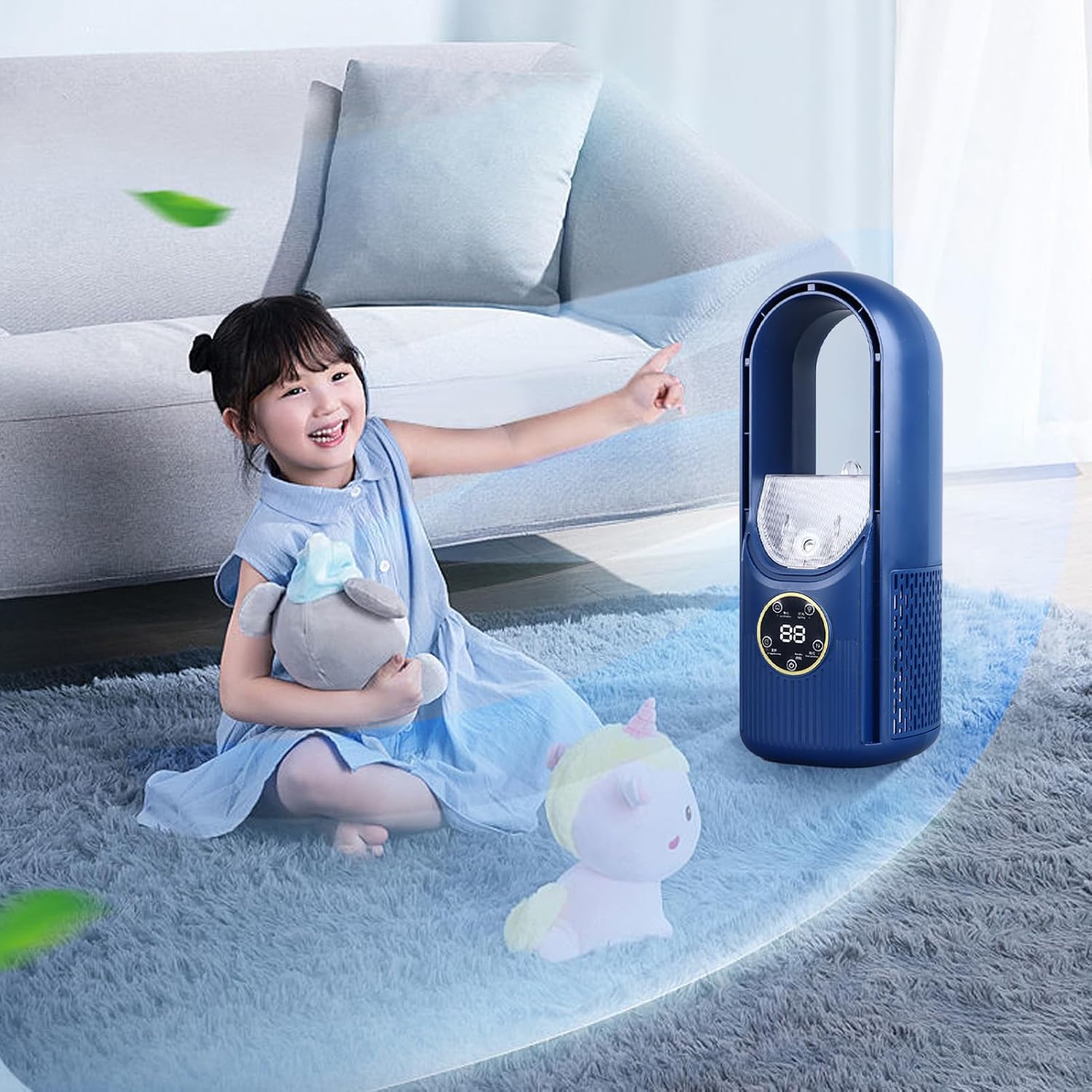 Tragbarer bladeless Nebelventilator mit 6 Geschwindigkeiten und USB wiederaufladbarem Akku