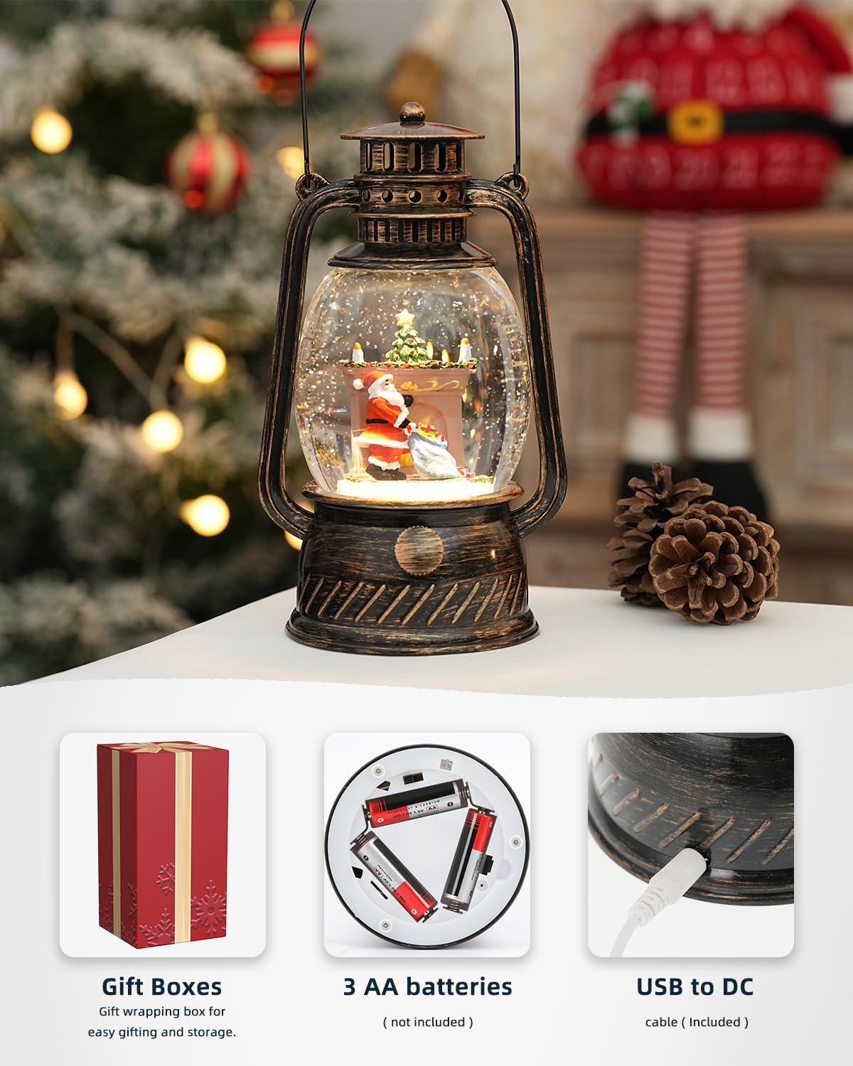 Herbstglanz Dekorative Lampe mit Kürbissen – Warmes LED-Licht und 6-Stunden Timer
