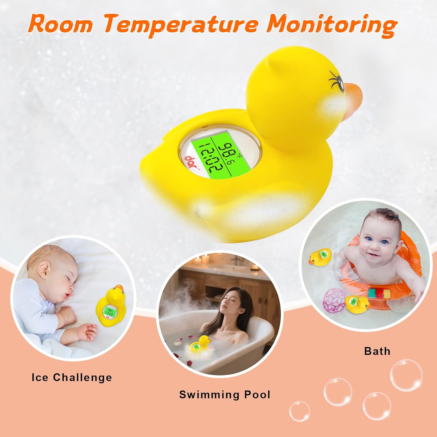 AquaVeilig Baby Badthermometer – Digitales Display mit 3 Farben und Temperaturwarnung