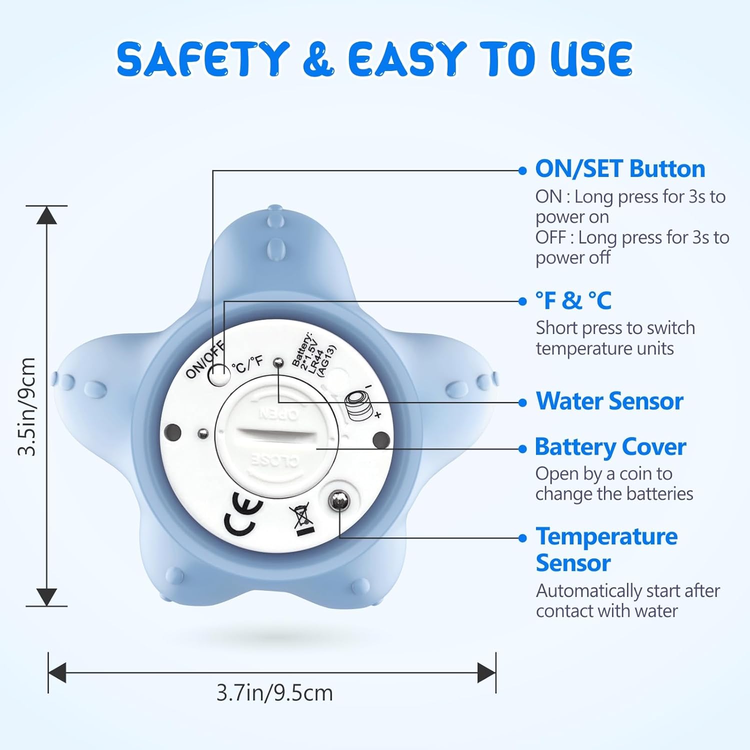 AquaVeilig Baby Badthermometer – Digitales Display mit 3 Farben und Temperaturwarnung