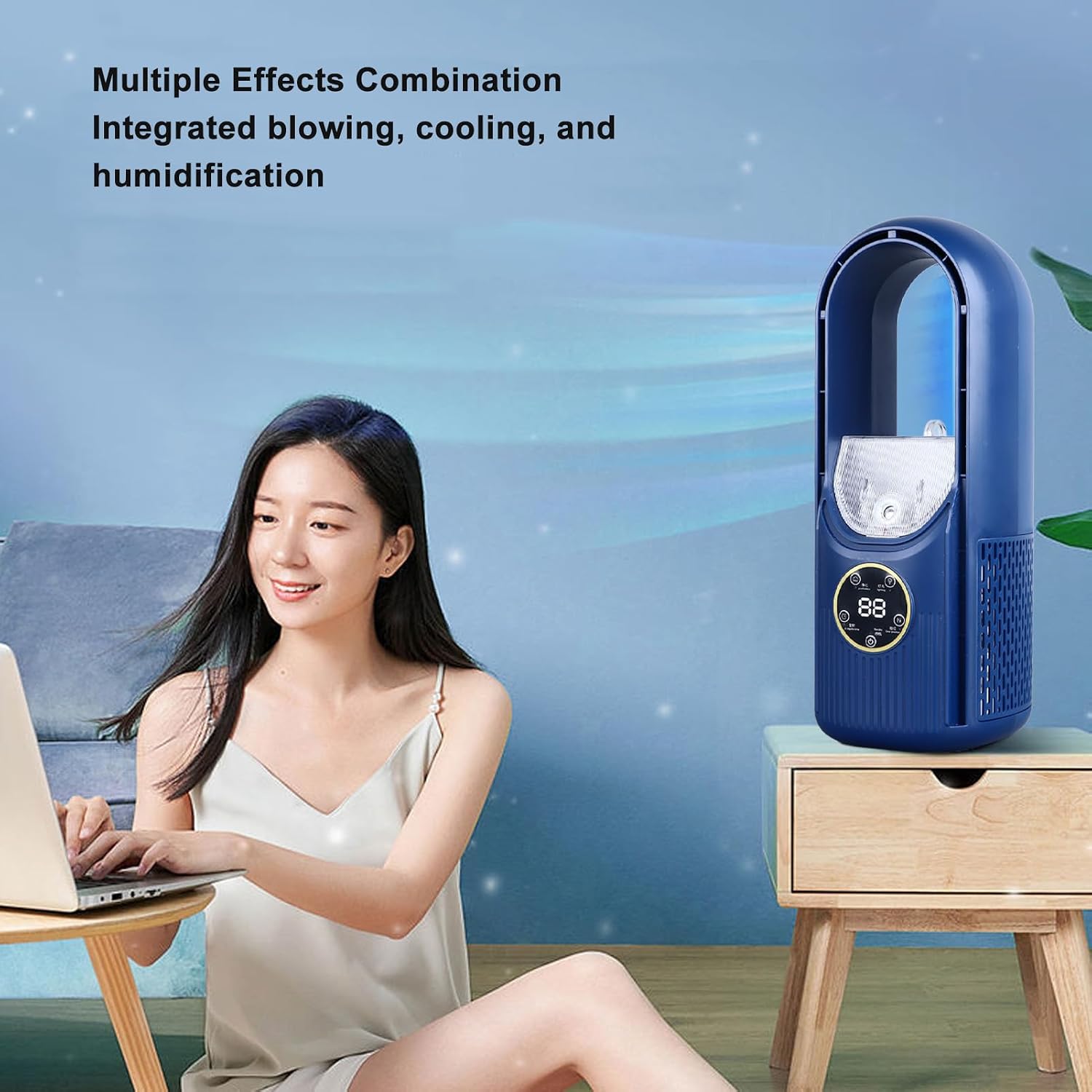 Tragbarer bladeless Nebelventilator mit 6 Geschwindigkeiten und USB wiederaufladbarem Akku