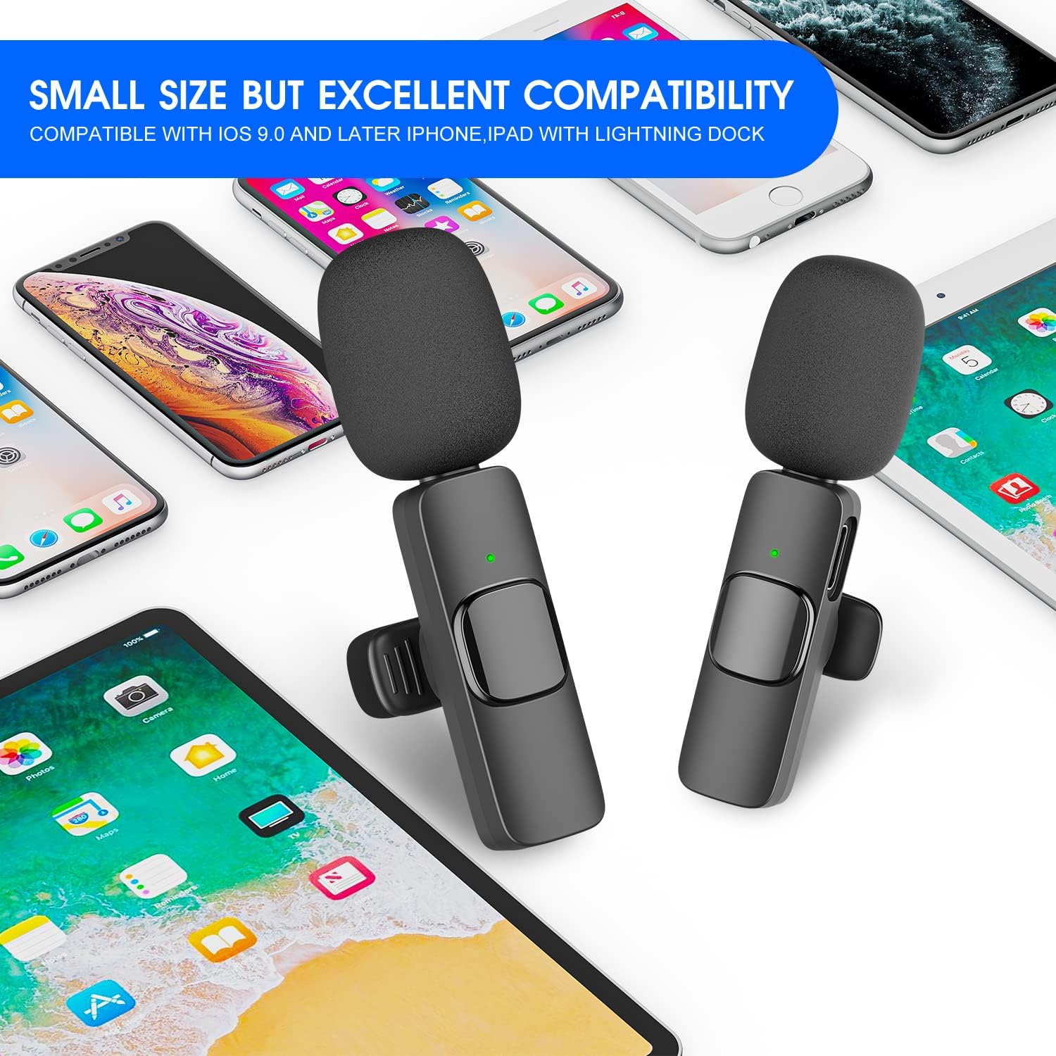 2-Pack kabelloses Mikrofon für iPhone iPad