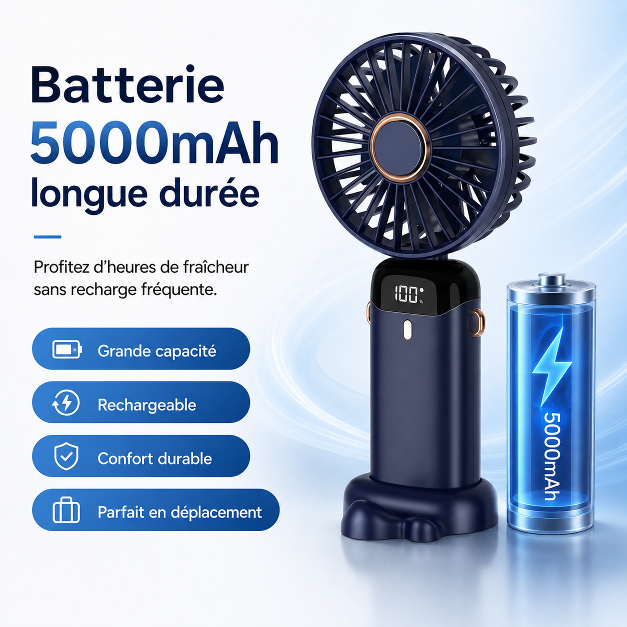 Wiederaufladbarer tragbarer Ventilator 5000mAh