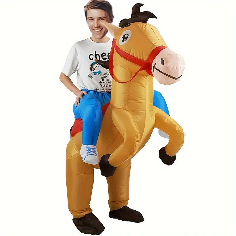 CowboyPony - Aufblasbares Pferdekostüm für Erwachsene, Jazz Cowboy Stil, Tier Thema, Perfekt für Karneval und Partys